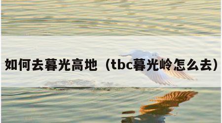 如何去暮光高地（tbc暮光岭怎么去）