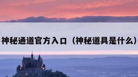 神秘通道官方入口（神秘道具是什么）