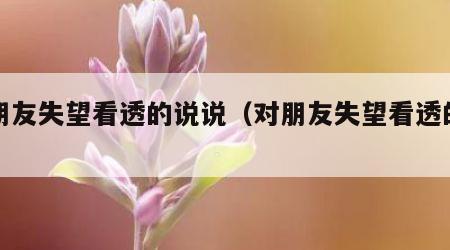 对朋友失望看透的说说（对朋友失望看透的短句）