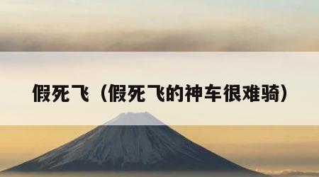 假死飞（假死飞的神车很难骑）