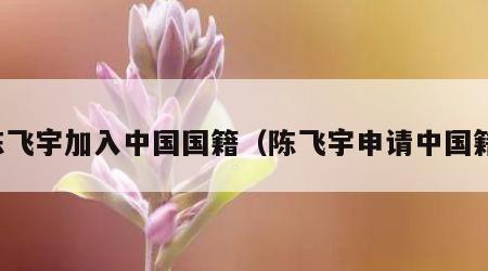 陈飞宇加入中国国籍（陈飞宇申请中国籍）