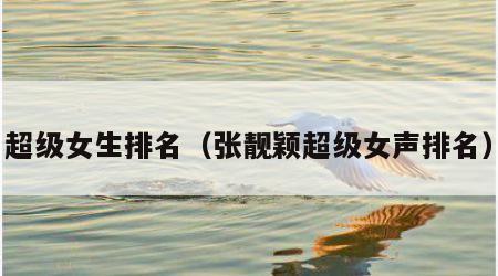 超级女生排名（张靓颖超级女声排名）