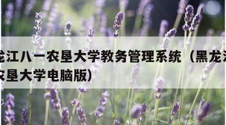 黑龙江八一农垦大学教务管理系统（黑龙江八一农垦大学电脑版）