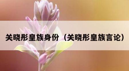关晓彤皇族身份（关晓彤皇族言论）