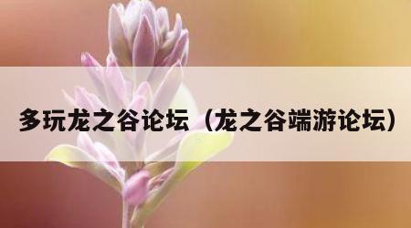 多玩龙之谷论坛（龙之谷端游论坛）
