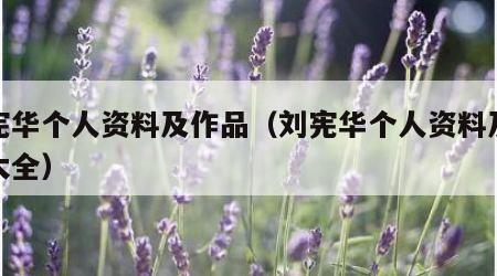 刘宪华个人资料及作品（刘宪华个人资料及作品大全）