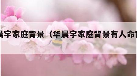 华晨宇家庭背景（华晨宇家庭背景有人命官司吗）