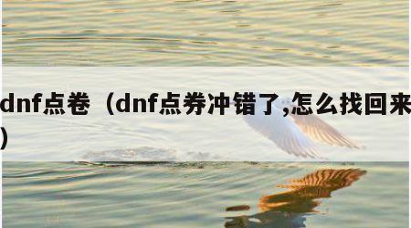 dnf点卷（dnf点券冲错了,怎么找回来）
