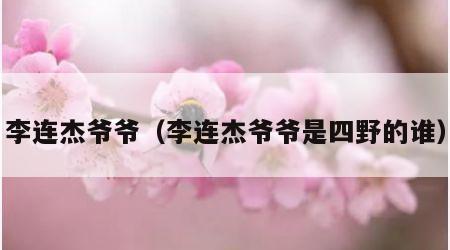 李连杰爷爷（李连杰爷爷是四野的谁）