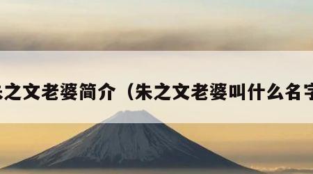 朱之文老婆简介（朱之文老婆叫什么名字）
