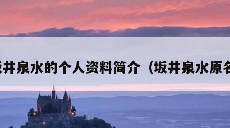 坂井泉水的个人资料简介（坂井泉水原名）