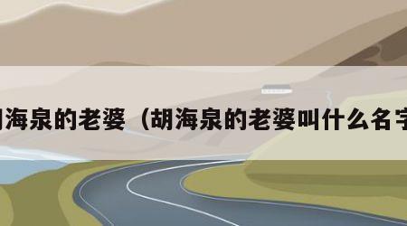 胡海泉的老婆（胡海泉的老婆叫什么名字）