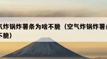 空气炸锅炸薯条为啥不脆（空气炸锅炸薯条为啥不脆）