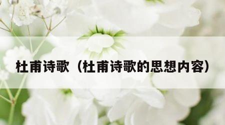 杜甫诗歌（杜甫诗歌的思想内容）