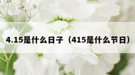 4.15是什么日子（415是什么节日）