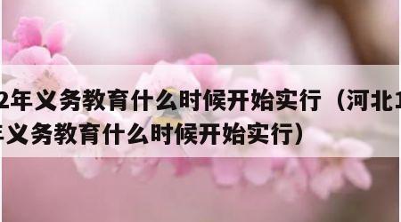 12年义务教育什么时候开始实行（河北12年义务教育什么时候开始实行）