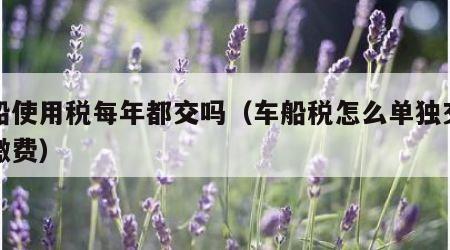 车船使用税每年都交吗（车船税怎么单独交网上缴费）