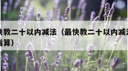 最快教二十以内减法（最快教二十以内减法用手指算）