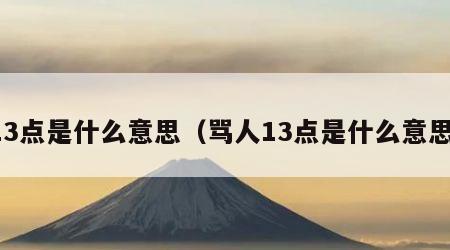 13点是什么意思（骂人13点是什么意思）
