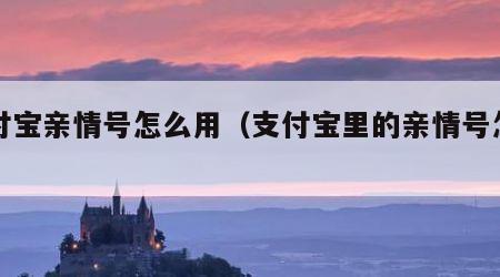 支付宝亲情号怎么用（支付宝里的亲情号怎么用）