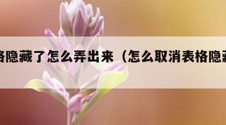 表格隐藏了怎么弄出来（怎么取消表格隐藏的行）
