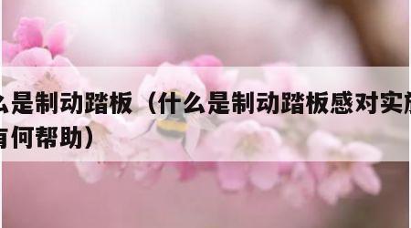 什么是制动踏板（什么是制动踏板感对实施制动有何帮助）