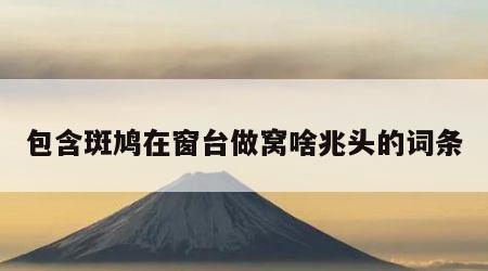 包含斑鸠在窗台做窝啥兆头的词条