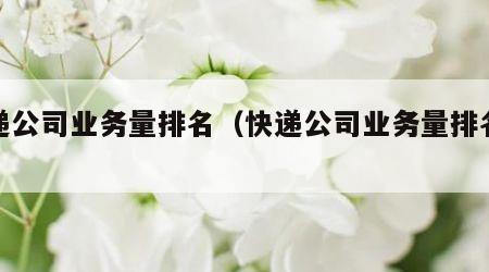 快递公司业务量排名（快递公司业务量排名榜）