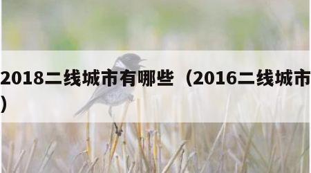 2018二线城市有哪些（2016二线城市）