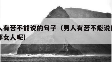 男人有苦不能说的句子（男人有苦不能说的句子那女人呢）