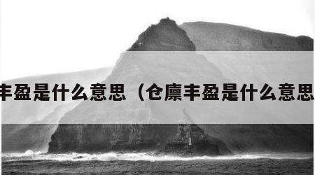 丰盈是什么意思（仓廪丰盈是什么意思）