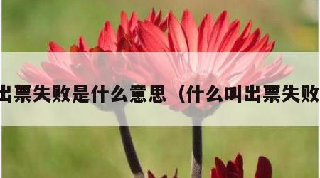 出票失败是什么意思（什么叫出票失败）