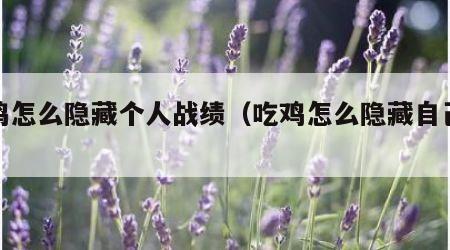 吃鸡怎么隐藏个人战绩（吃鸡怎么隐藏自己战绩）