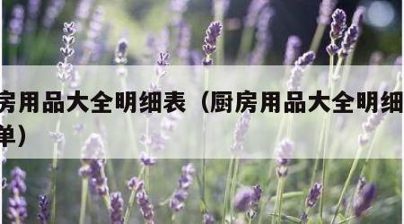 厨房用品大全明细表（厨房用品大全明细表 清单）