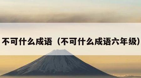 不可什么成语（不可什么成语六年级）
