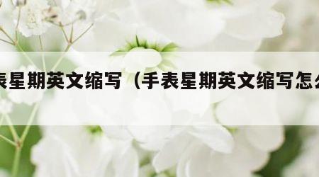 手表星期英文缩写（手表星期英文缩写怎么读）