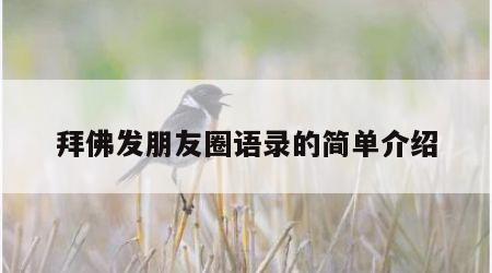 拜佛发朋友圈语录的简单介绍