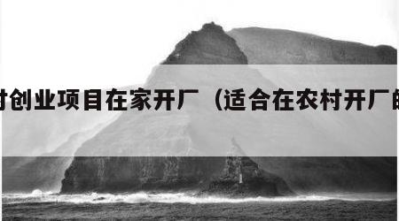 农村创业项目在家开厂（适合在农村开厂的项目）