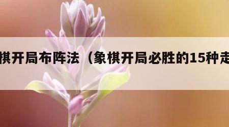 象棋开局布阵法（象棋开局必胜的15种走法）
