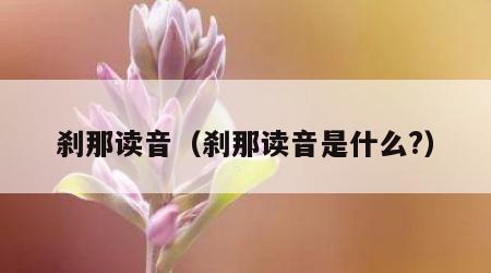 刹那读音（刹那读音是什么?）