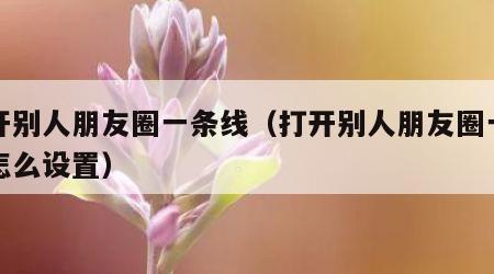 打开别人朋友圈一条线（打开别人朋友圈一条线怎么设置）
