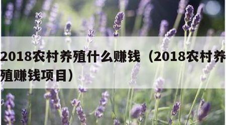 2018农村养殖什么赚钱（2018农村养殖赚钱项目）