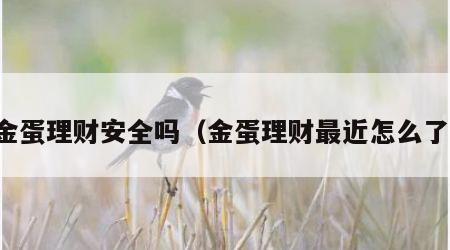 金蛋理财安全吗（金蛋理财最近怎么了）