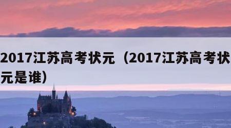 2017江苏高考状元（2017江苏高考状元是谁）