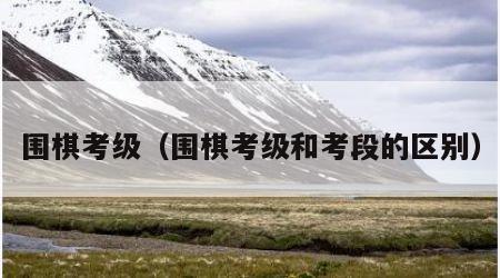 围棋考级（围棋考级和考段的区别）