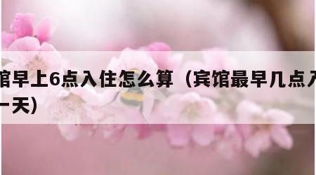 宾馆早上6点入住怎么算（宾馆最早几点入住算一天）