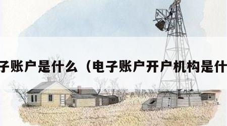 电子账户是什么（电子账户开户机构是什么）