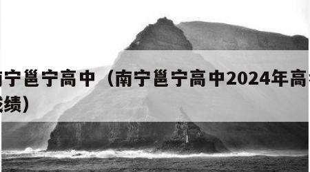 南宁邕宁高中（南宁邕宁高中2024年高考成绩）