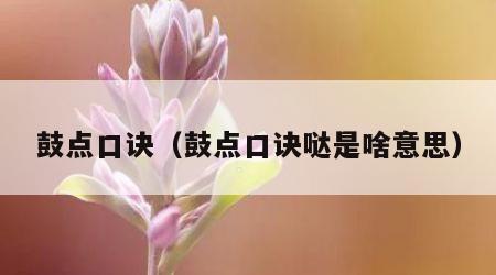 鼓点口诀（鼓点口诀哒是啥意思）
