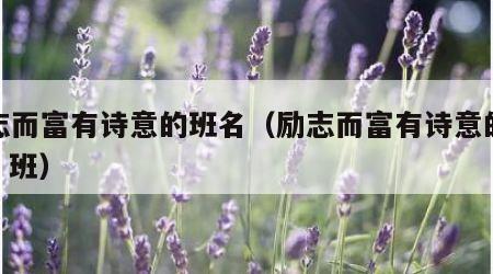 励志而富有诗意的班名（励志而富有诗意的班名2 班）